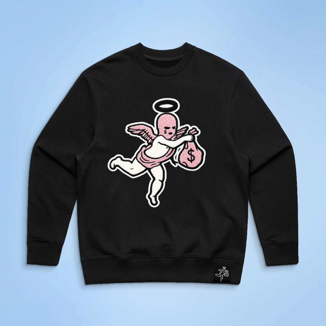 Pink Ski Mask Angel Chenille Crewneck