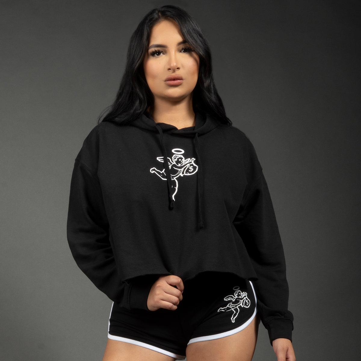Get Money Angel sudadera con capucha y top corto