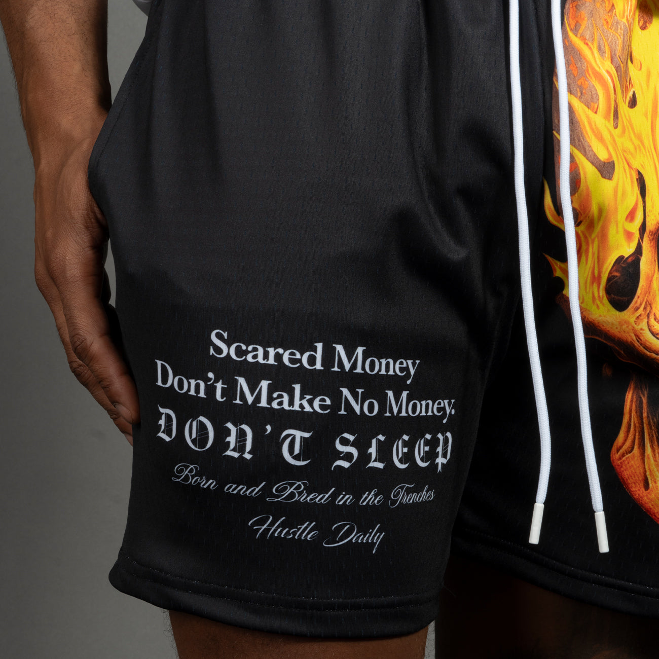 Scared Money Burning Skull Shorts