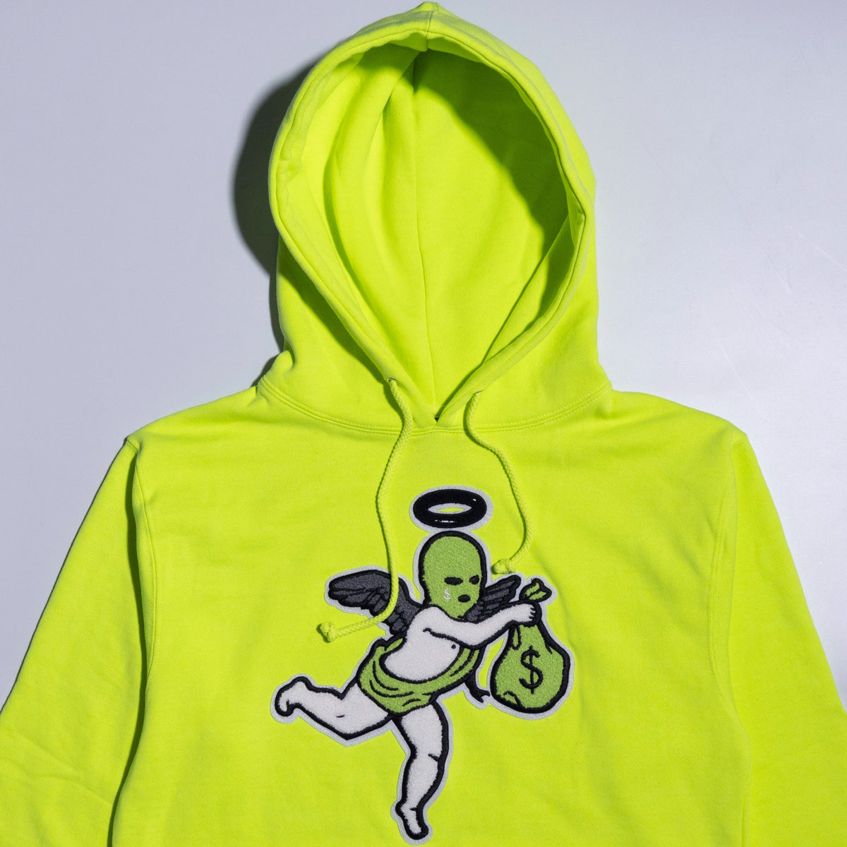 Highlighter Chenille Patch Angel Hoodie HW Safety Yellow Hastamuerte