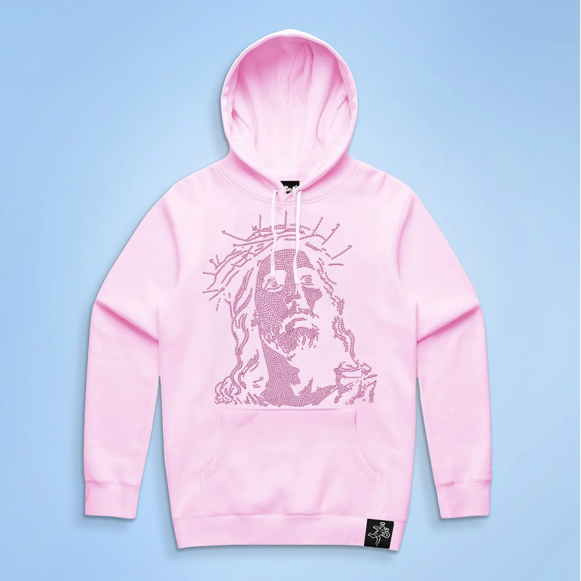 Pink Rhinestone Jesus Hoodie