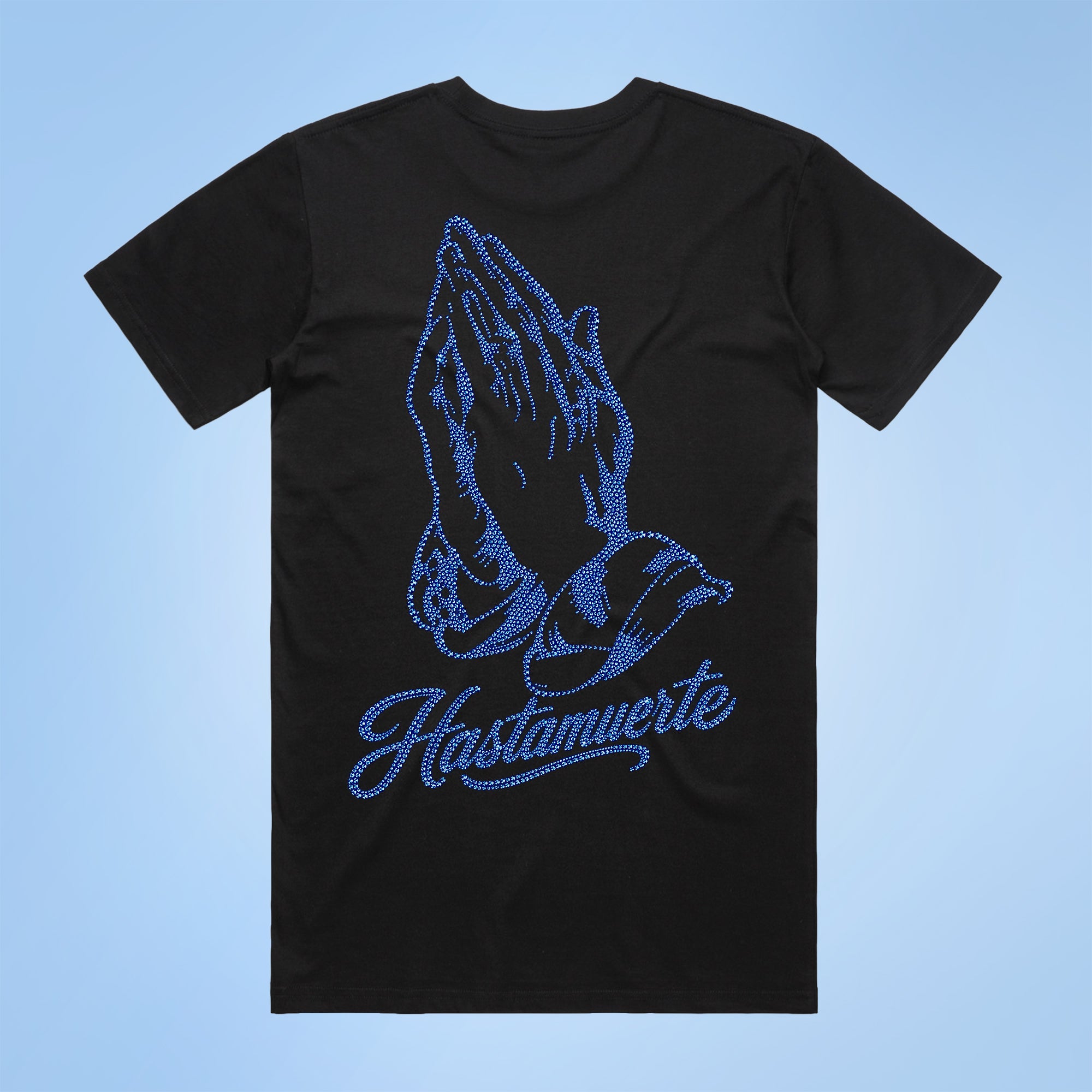 BLUE HM Praying Hands Rhinestone Tee F/B