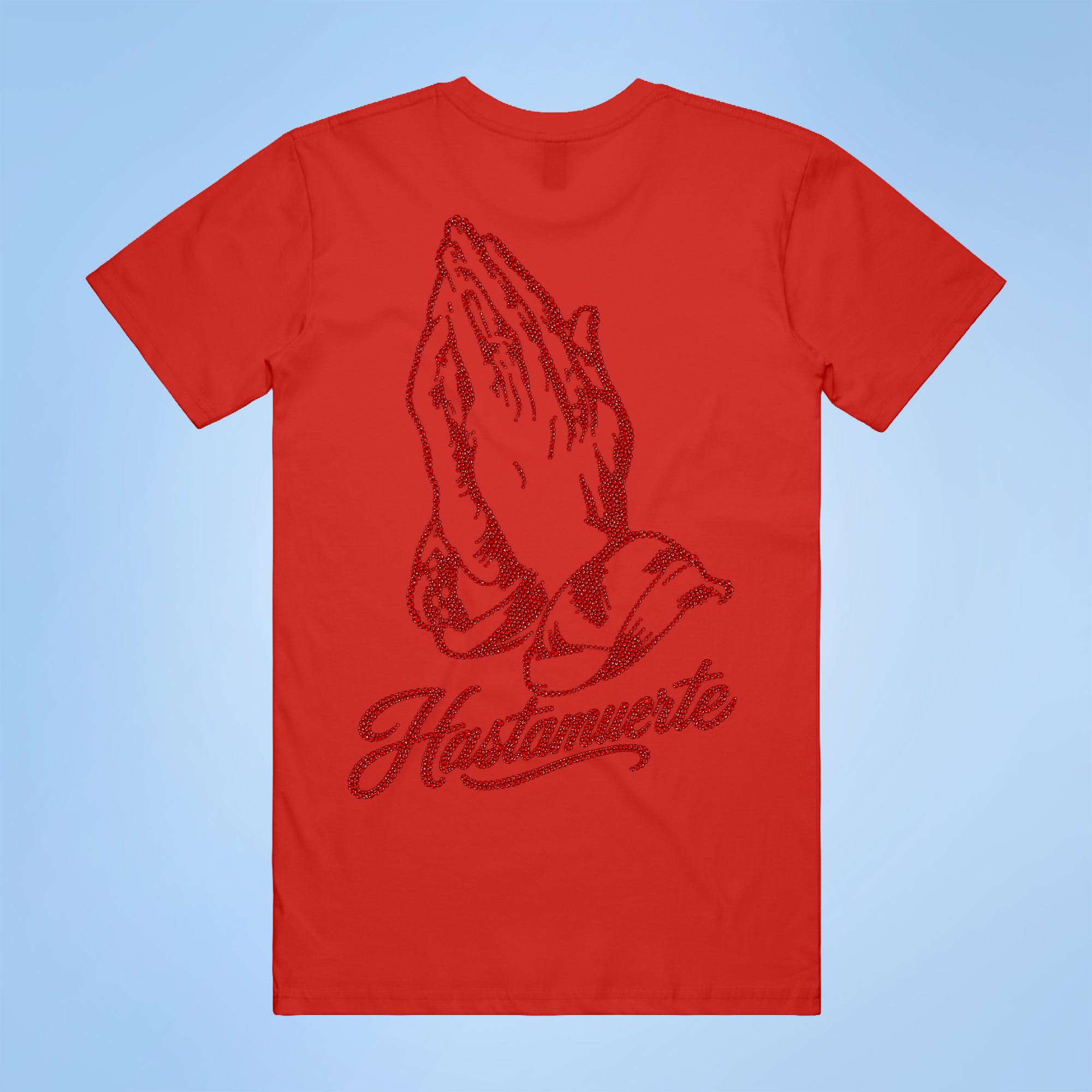 RED HM Praying Hands Rhinestone Tee F/B