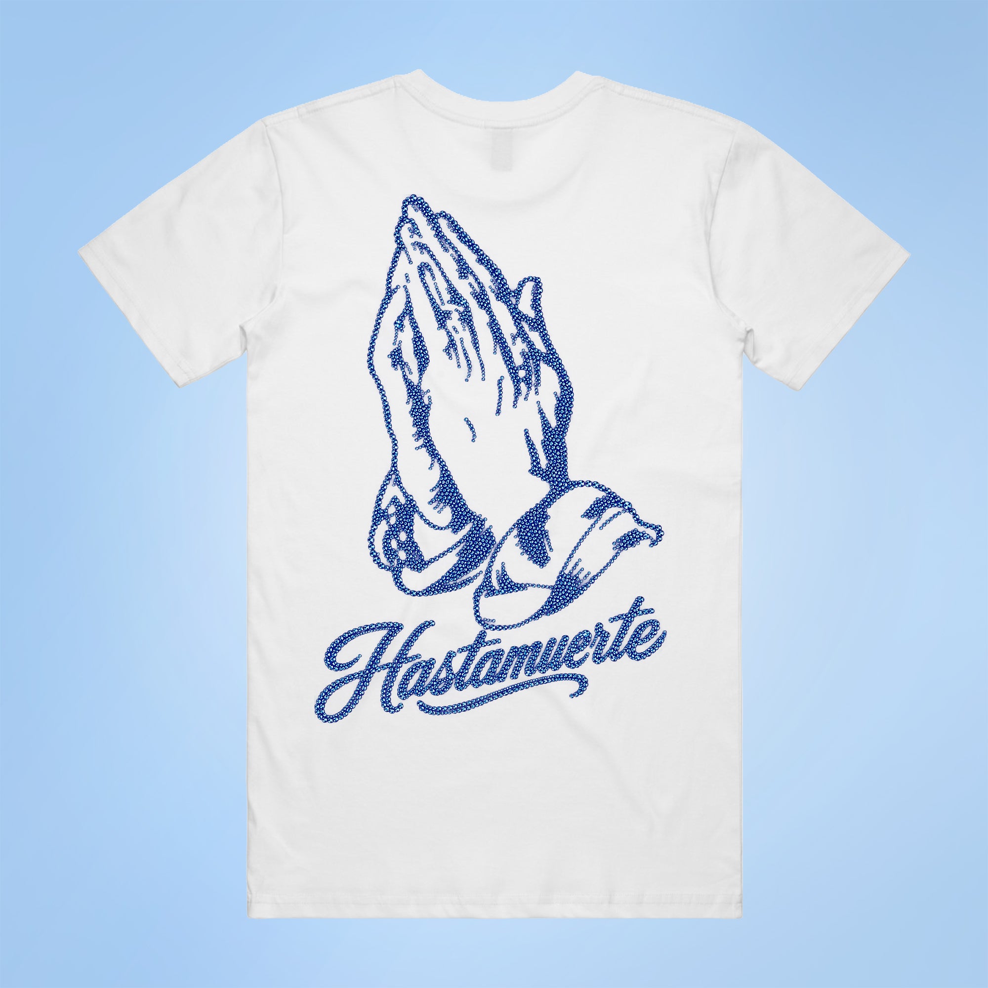 BLUE HM Praying Hands Rhinestone Tee F/B
