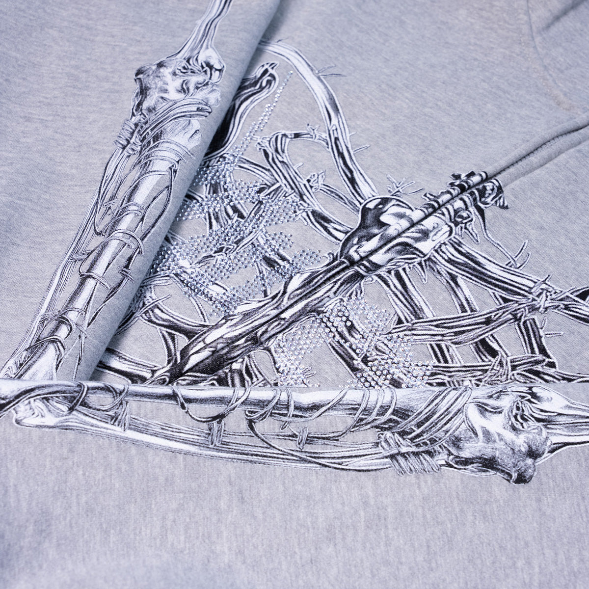 T2 Skull Zip Hoodie - Heather Grey