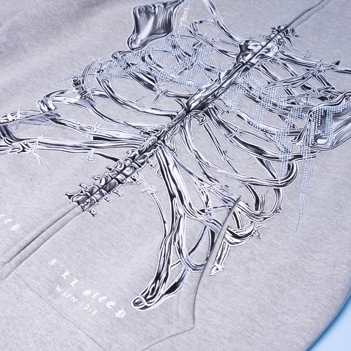 T2 Skull Zip Hoodie - Heather Grey