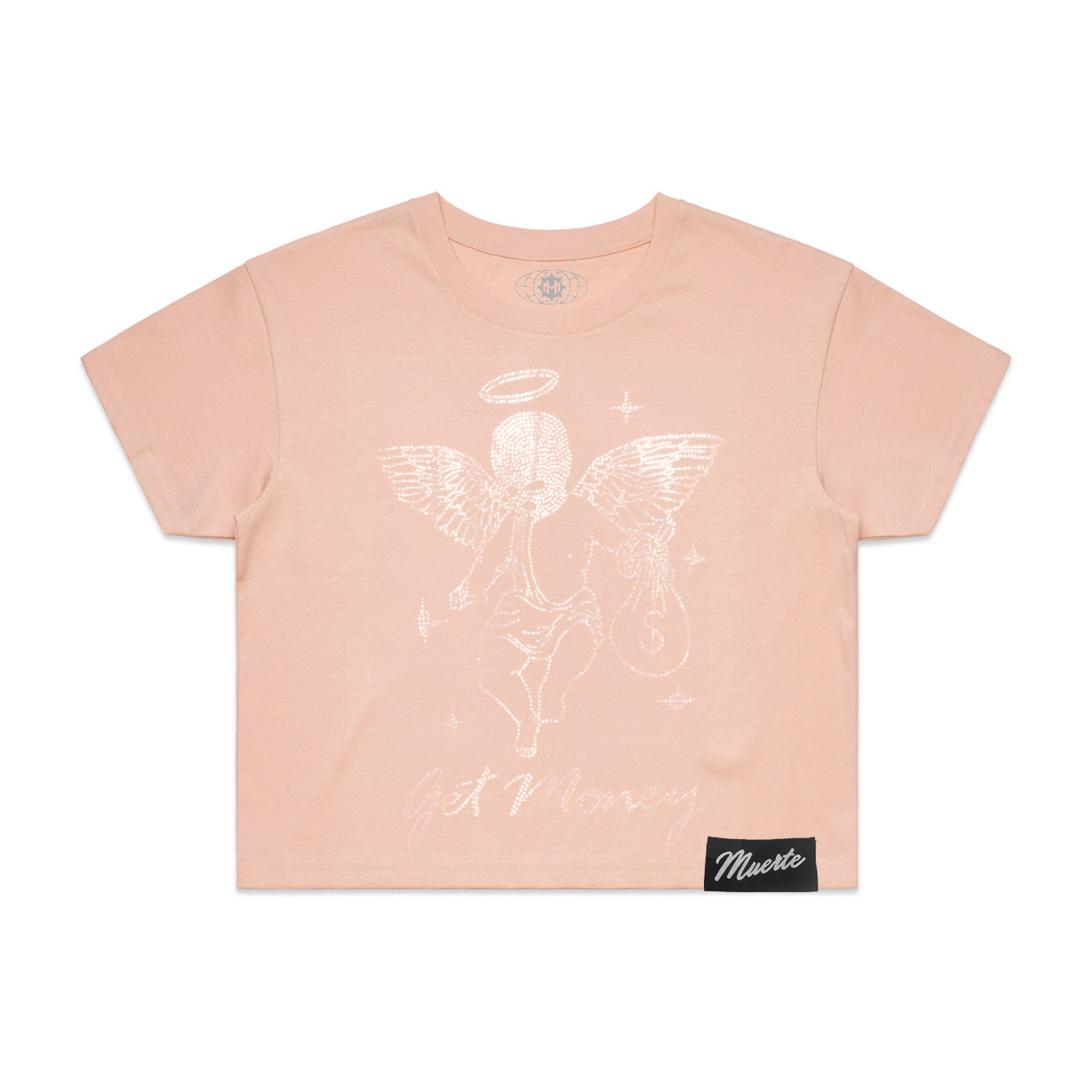 GM STAR RHINESTONE PALE PINK - Womens Crop CLR