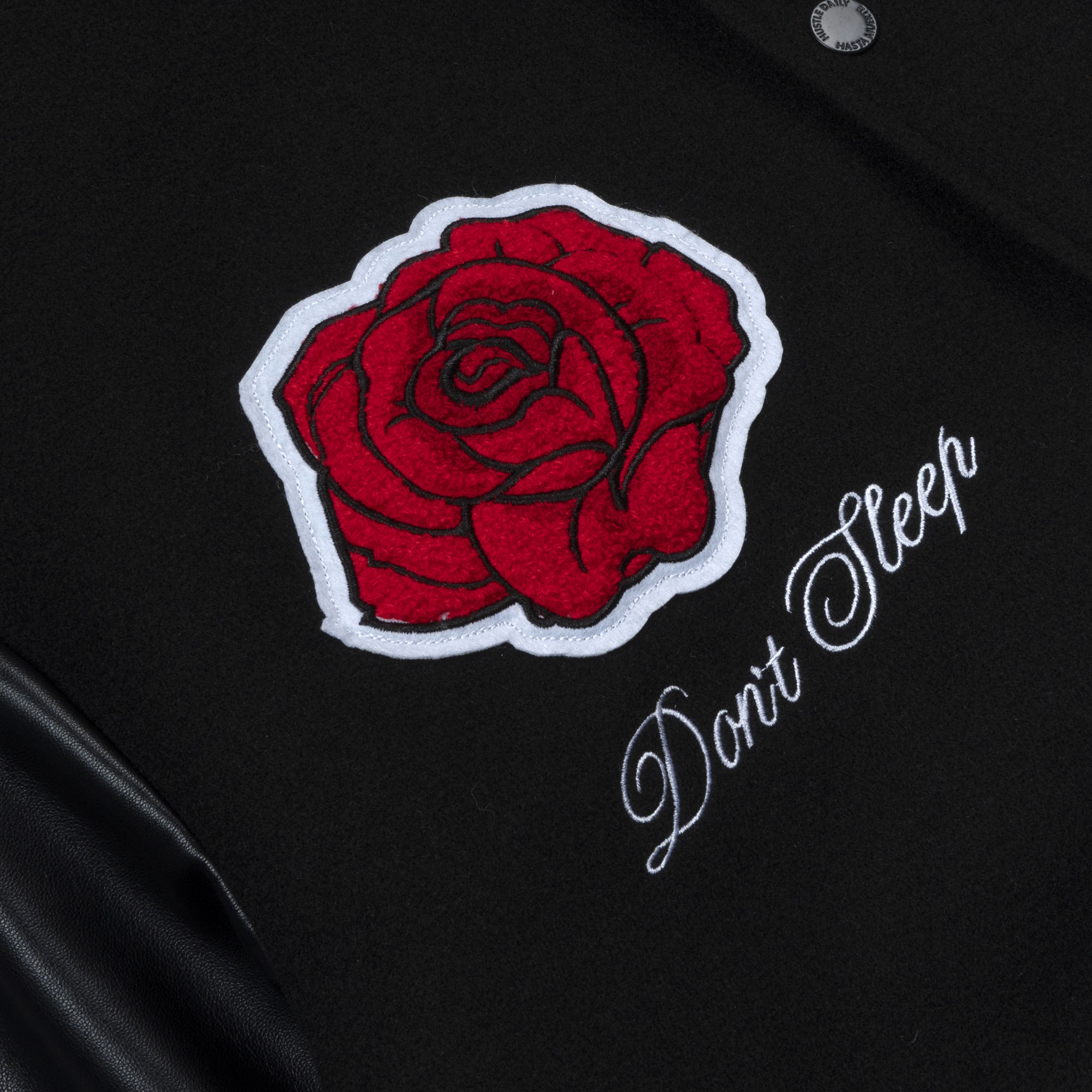 Rose Black Letterman Jacket - SMALL
