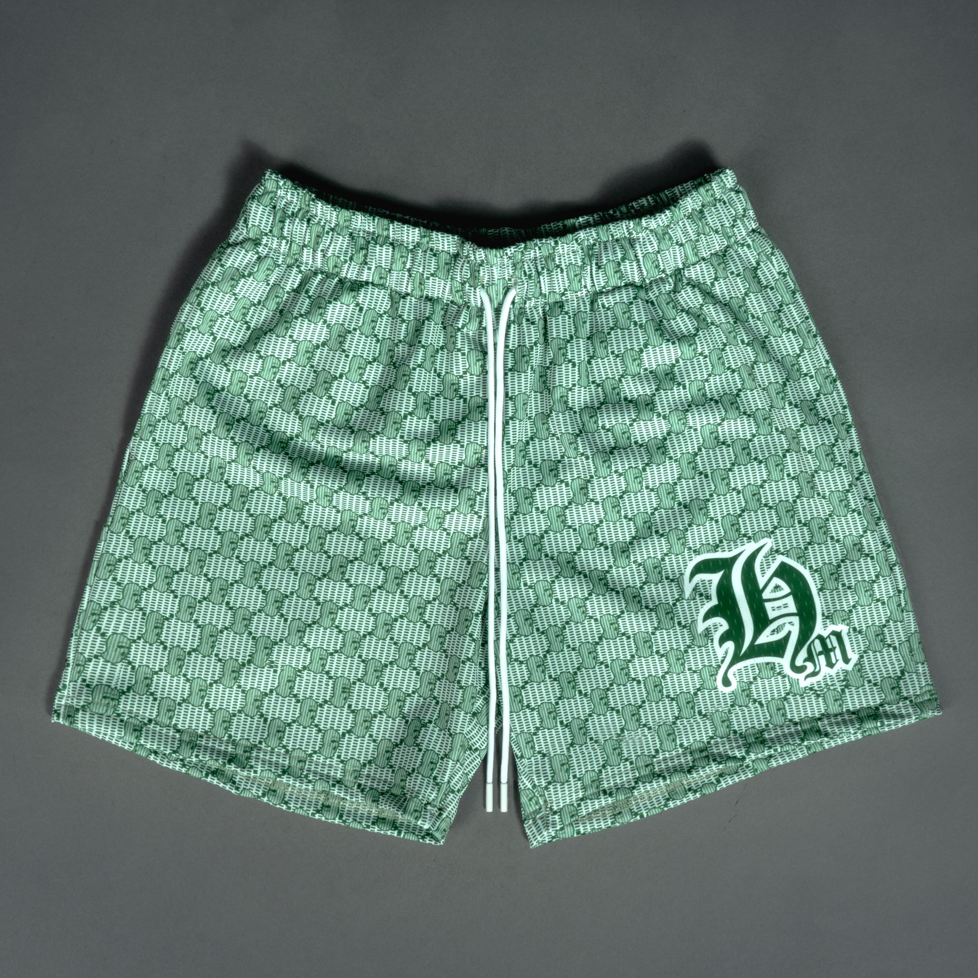 Green HM Ski Mask Pattern Shorts