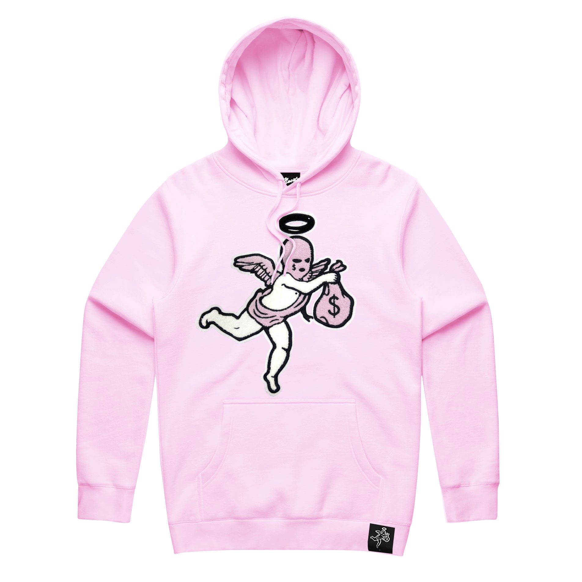Pink Ski Mask Angel Chenille Patch Hoodie - HW