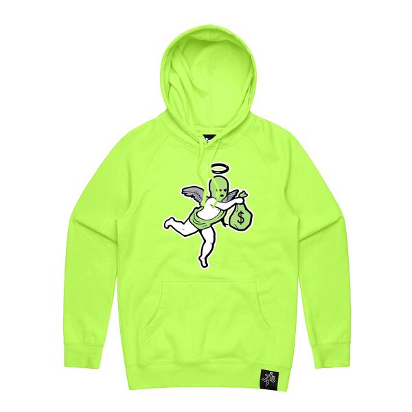 Highlighter Chenille Patch Angel Hoodie HW - Safety Yellow