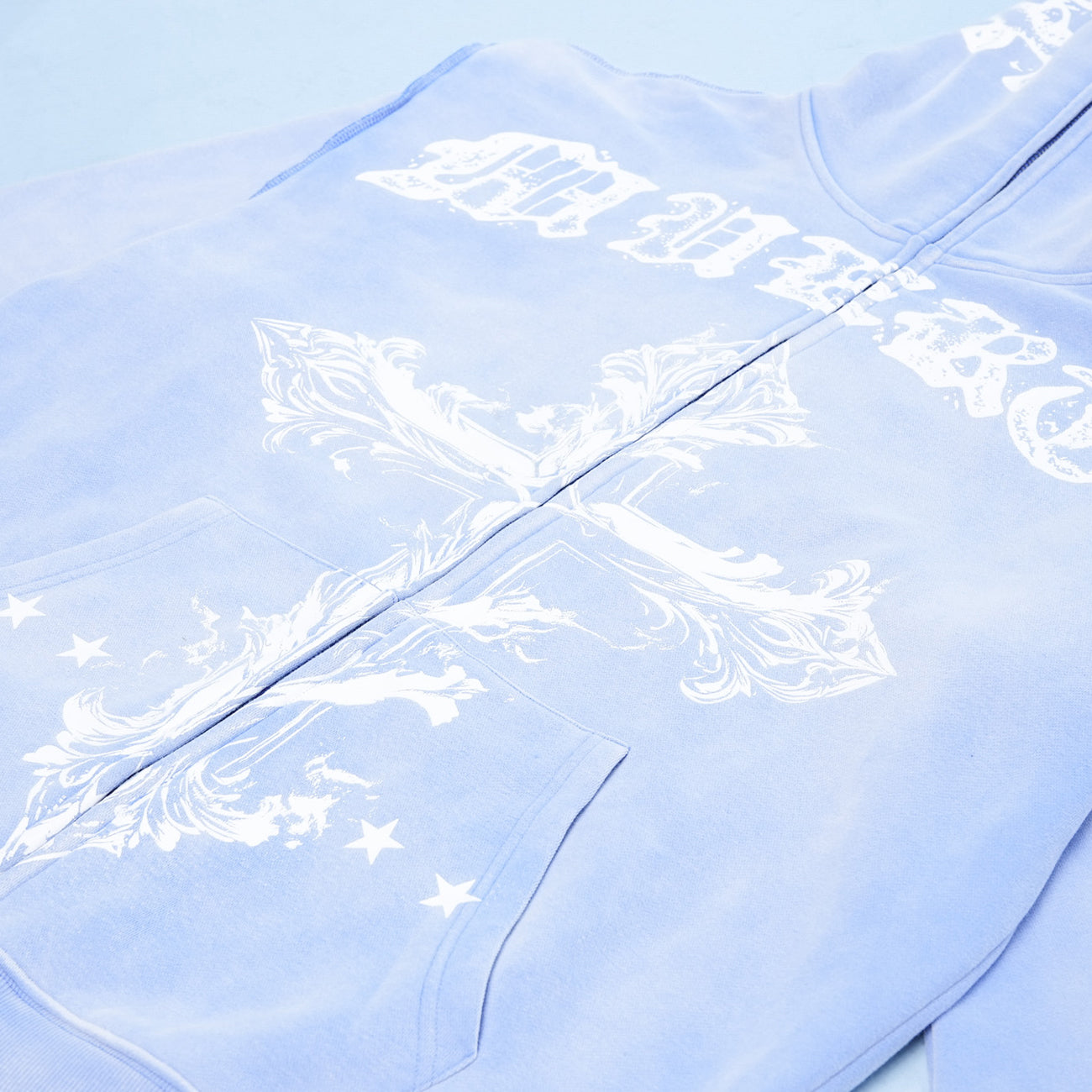 BLUE GB Jesus CROSS F/B Zip Hoodie
