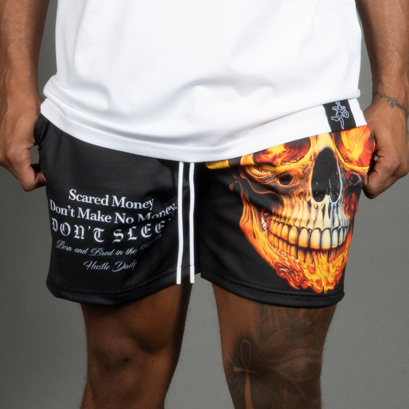 Scared Money Burning Skull Shorts
