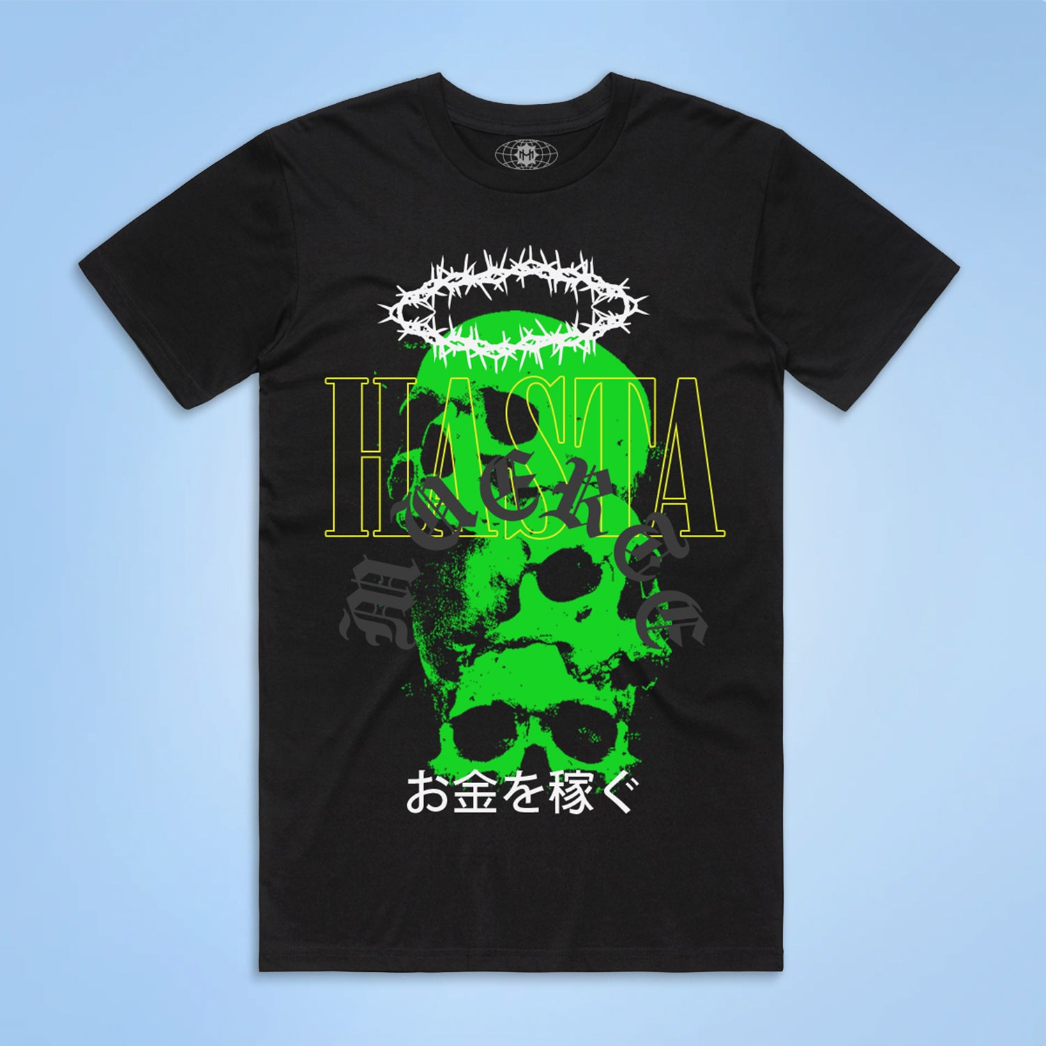 Skull Stack Halo - Black T-Shirt