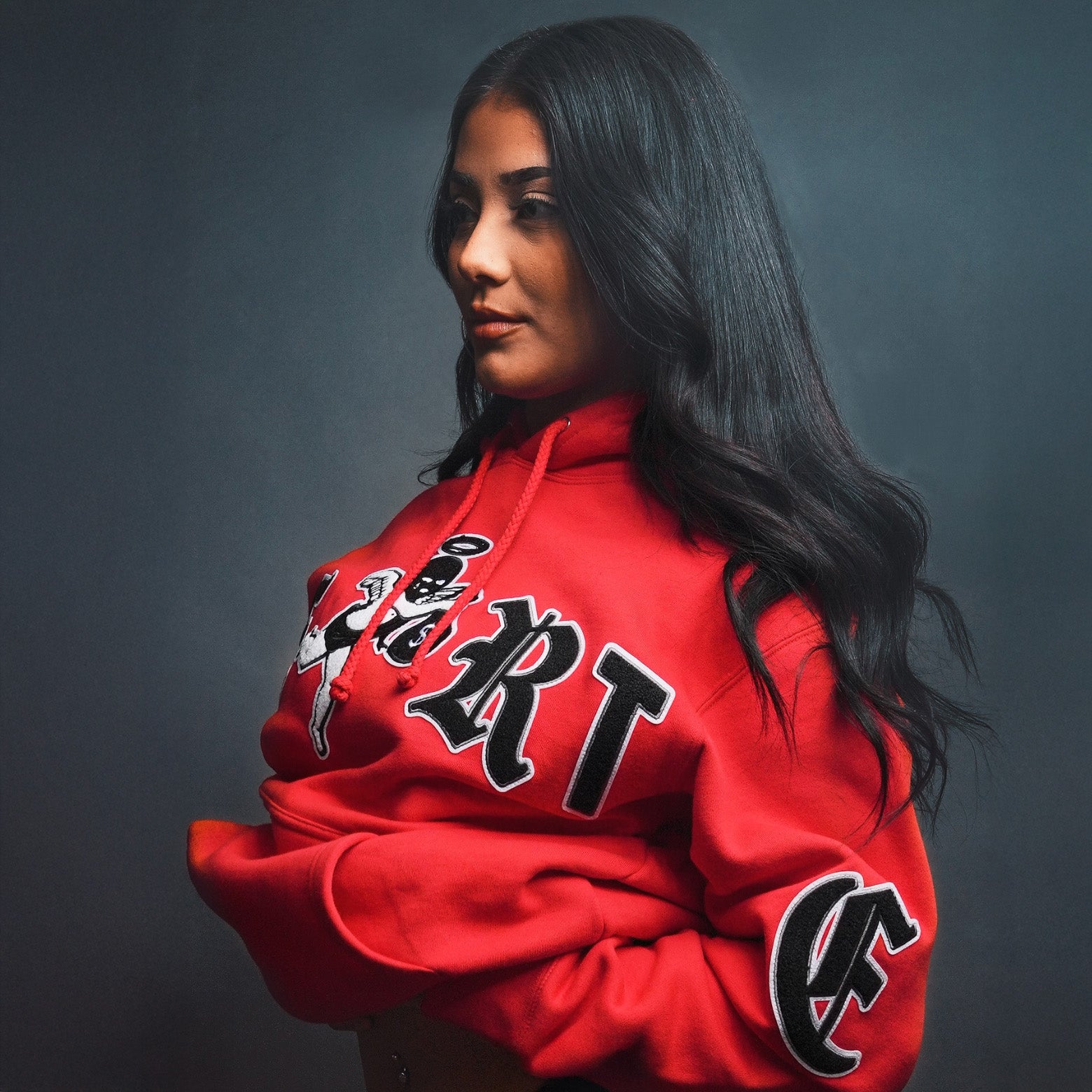 BLACK/GREY Motivated LTTRS RED Hoodie