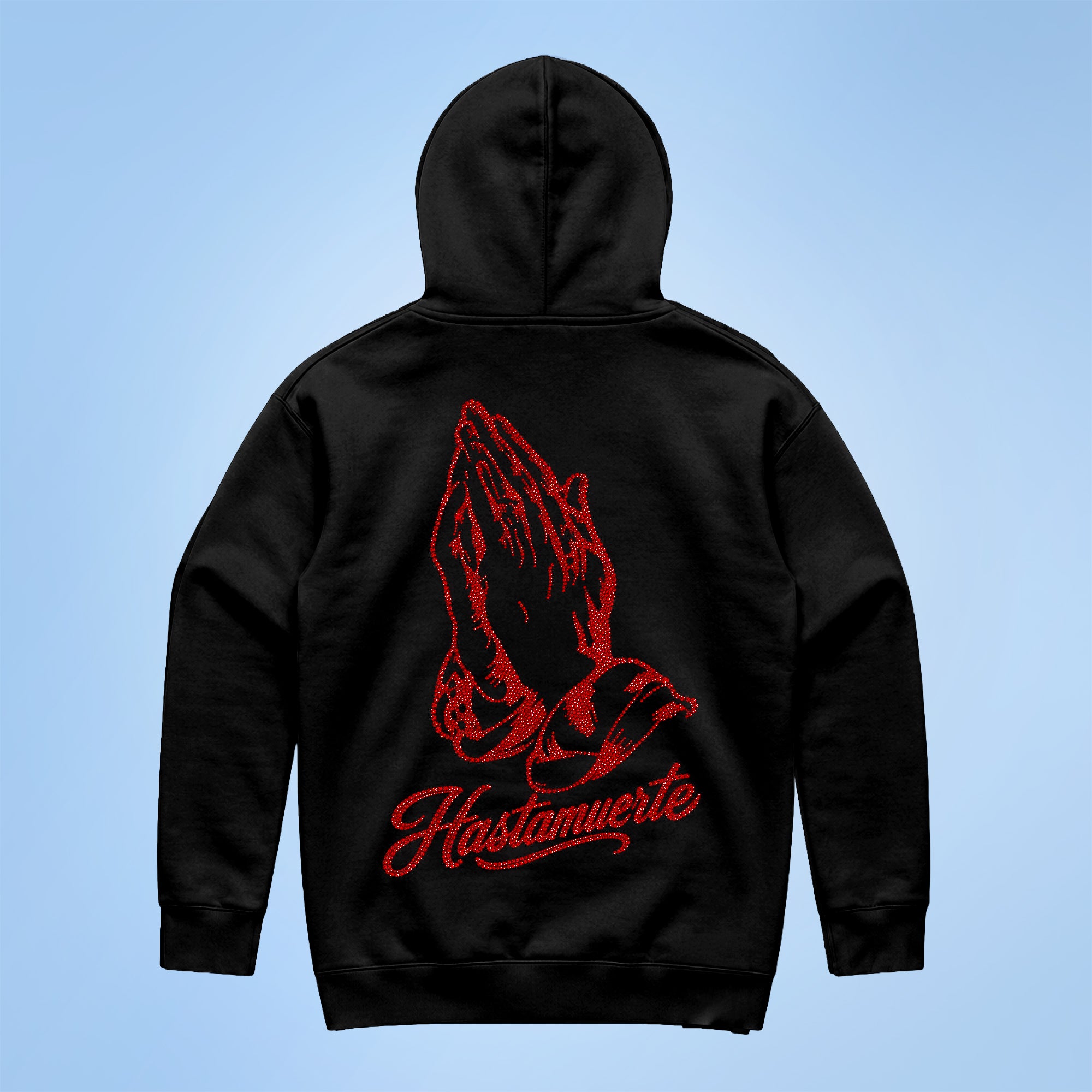 RED HM Praying Hands Rhinestone HW Hoodie - F/B