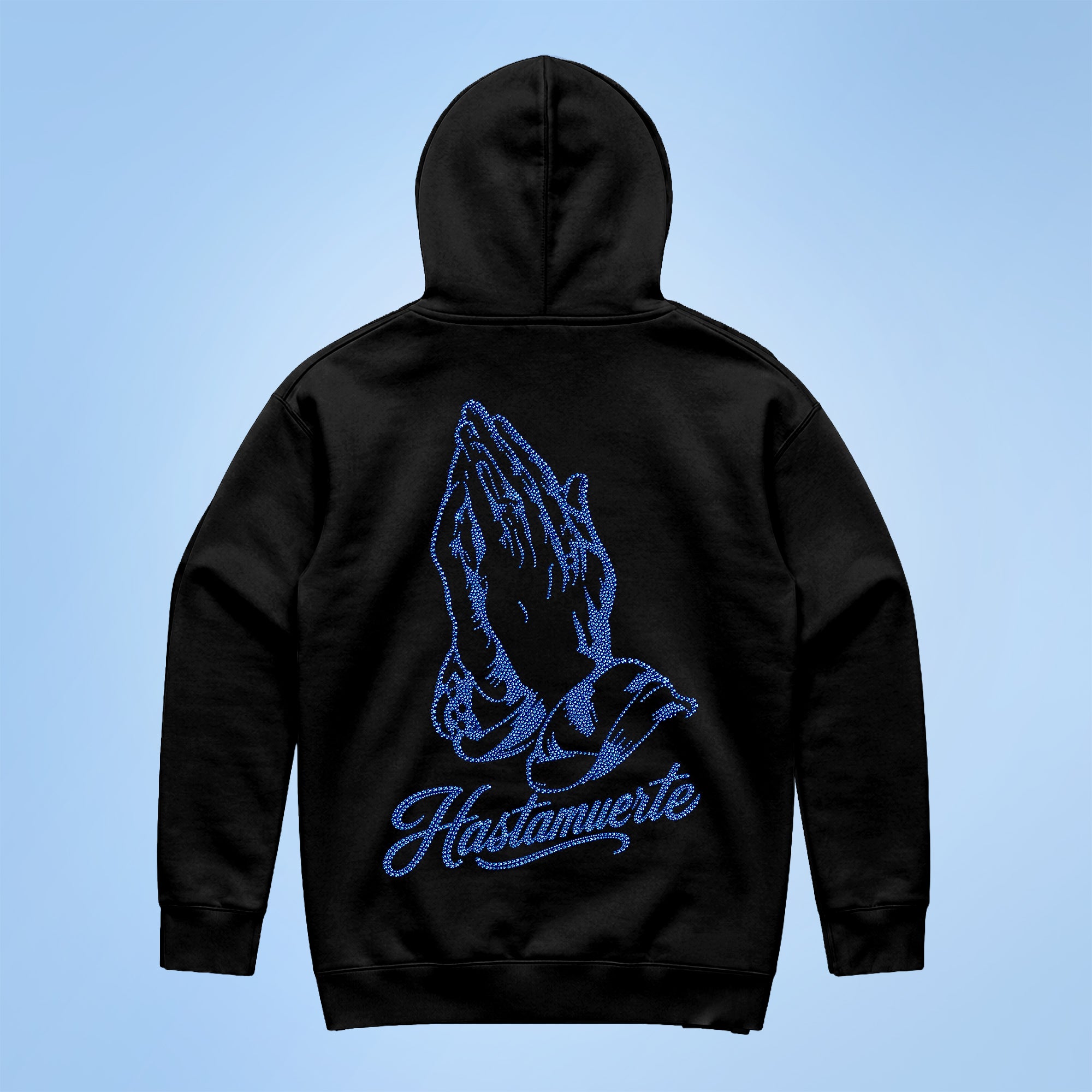 BLUE HM Praying Hands Rhinestone HW Hoodie - F/B