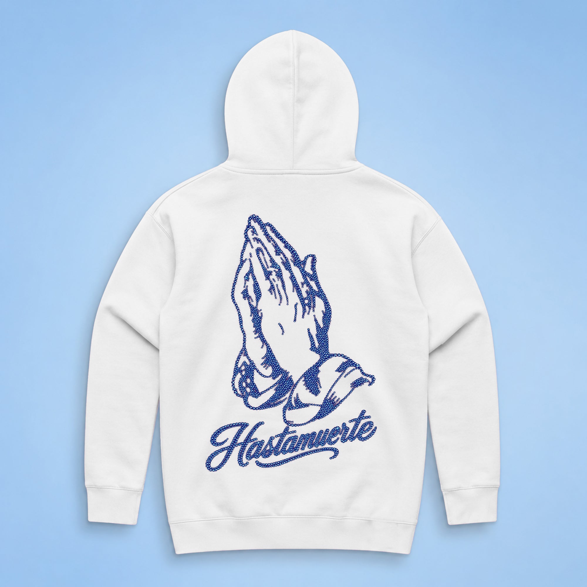 BLUE HM Praying Hands Rhinestone HW Hoodie - F/B
