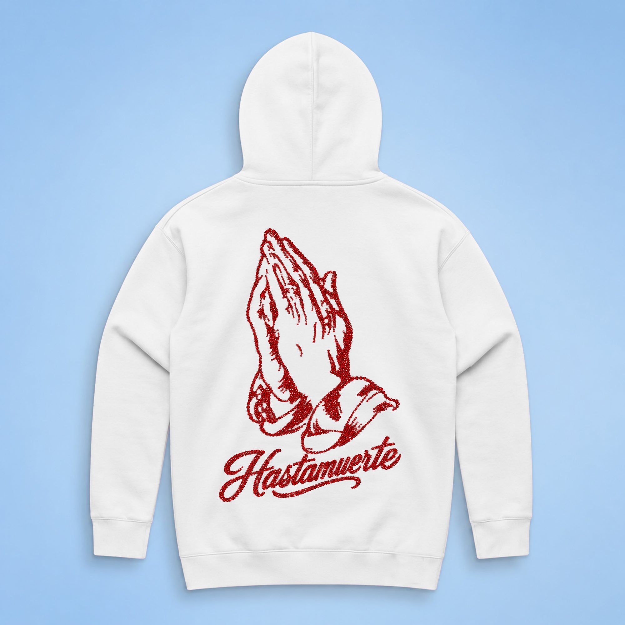 RED HM Praying Hands Rhinestone HW Hoodie - F/B