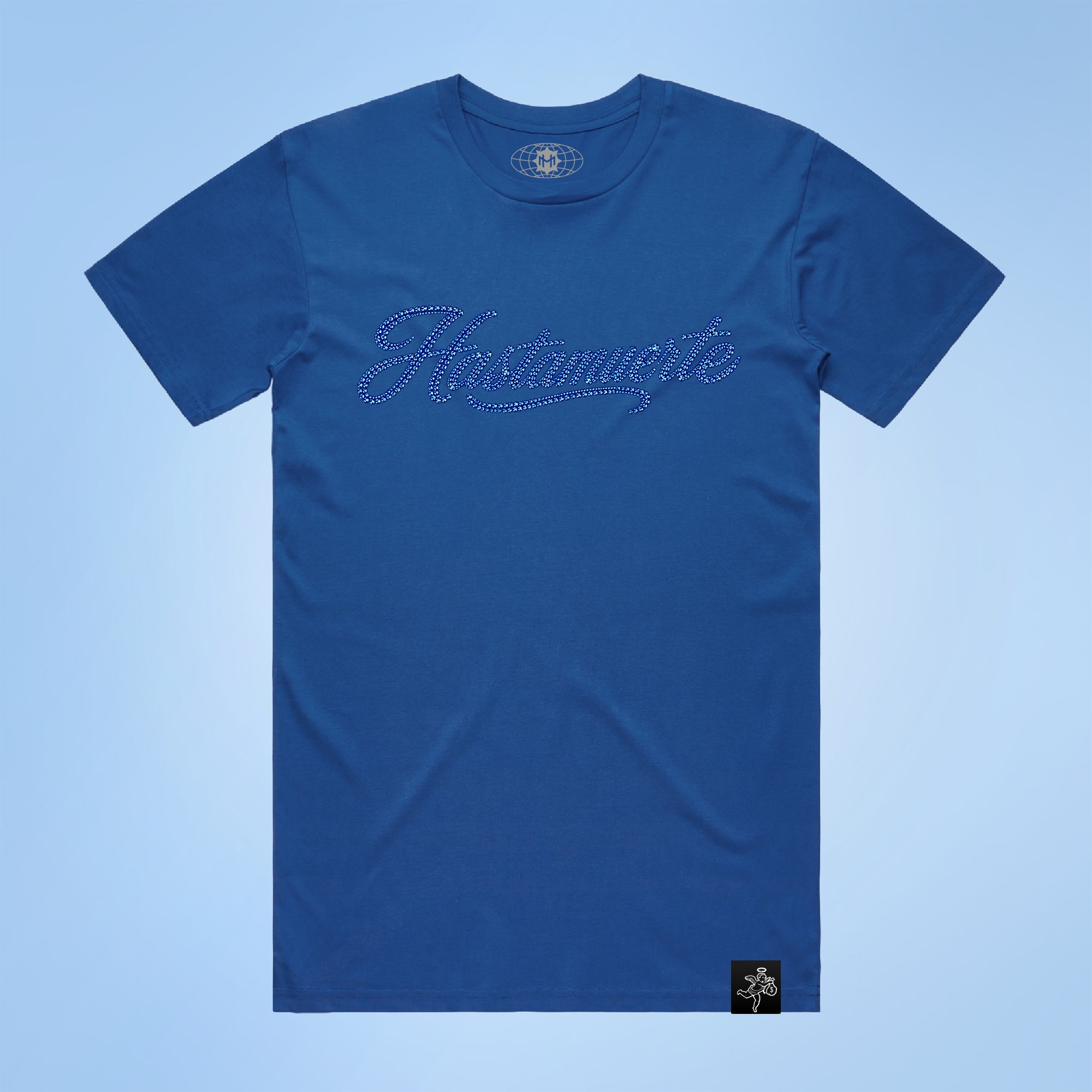 BLUE HM Praying Hands Rhinestone Tee F/B