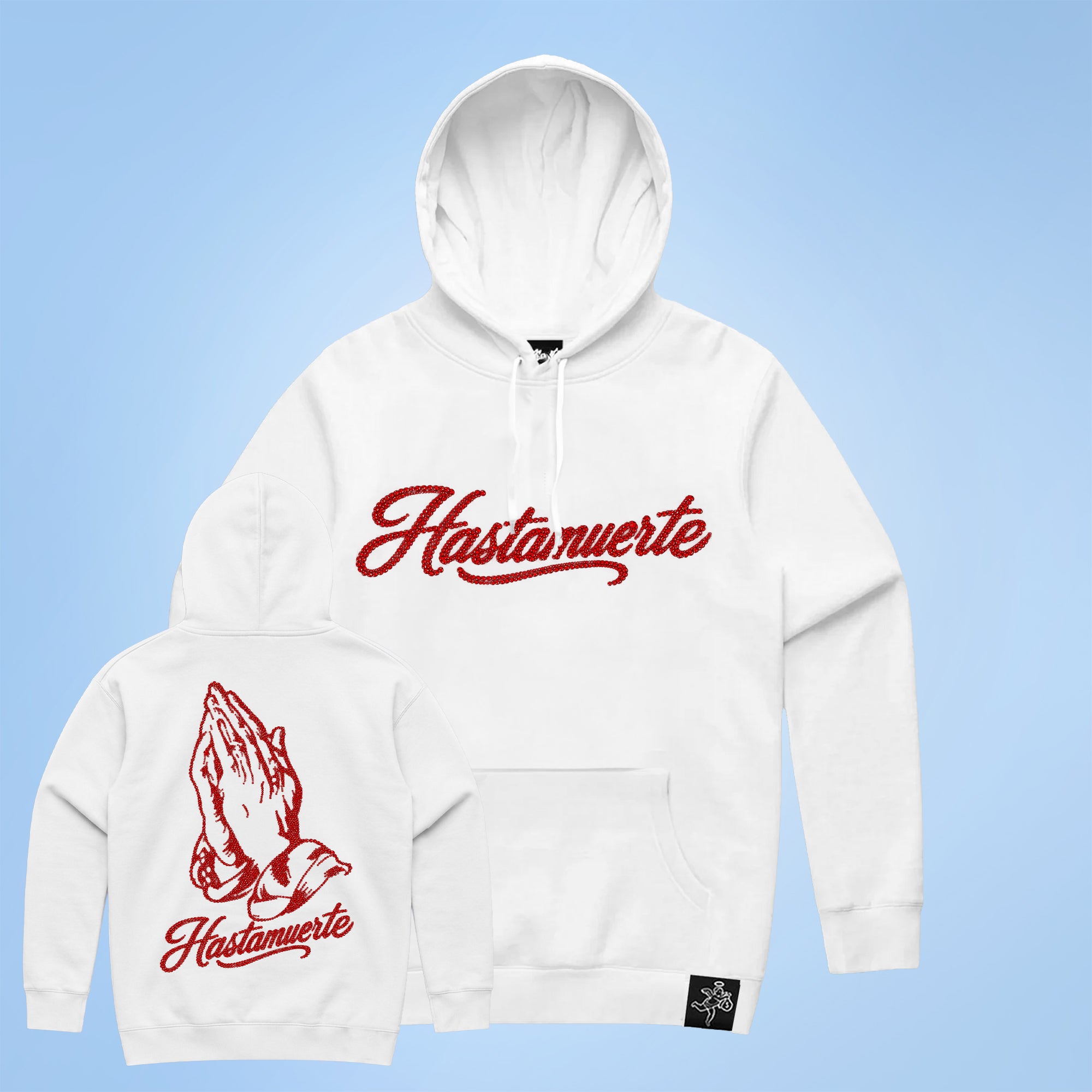 RED HM Praying Hands Rhinestone HW Hoodie - F/B