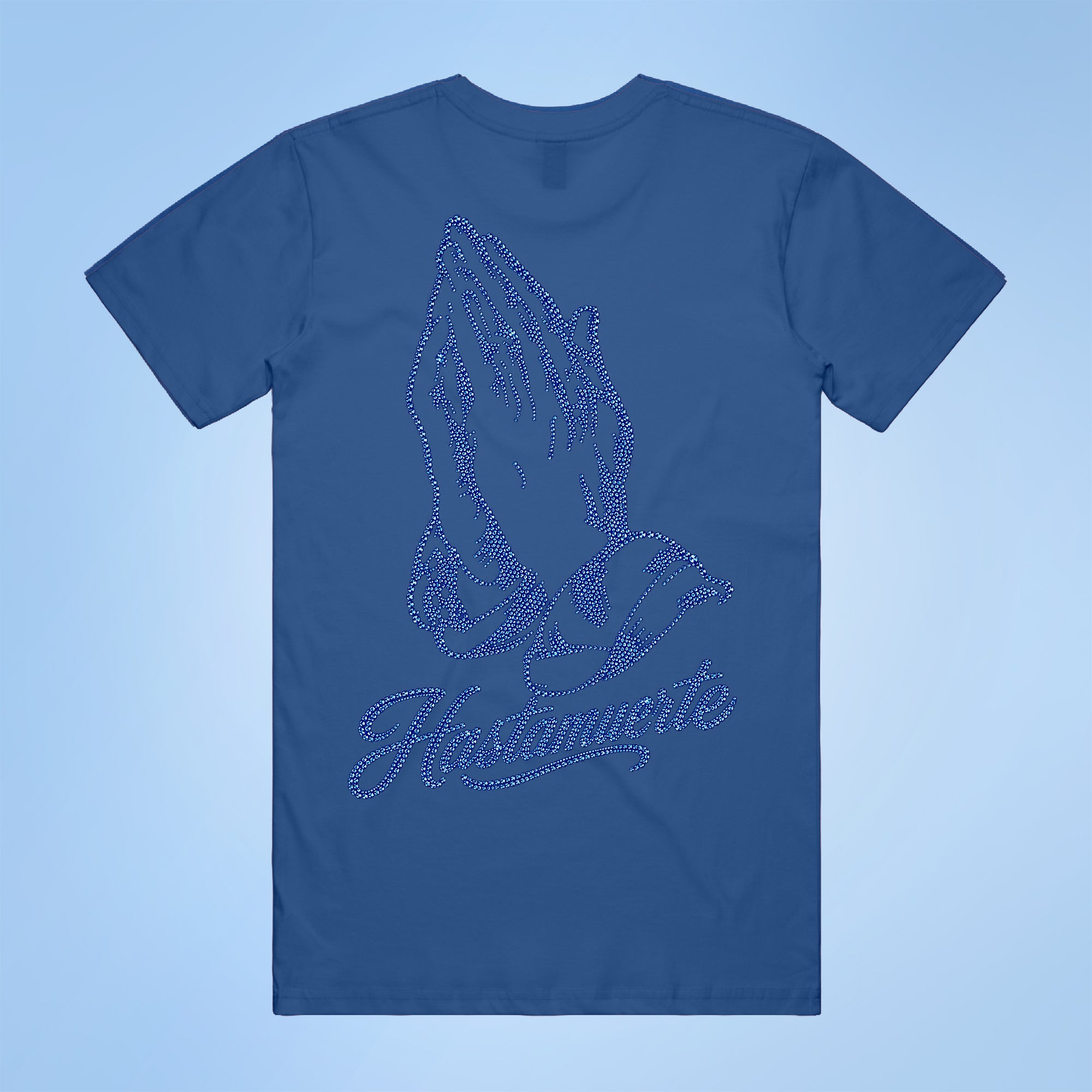 BLUE HM Praying Hands Rhinestone Tee F/B