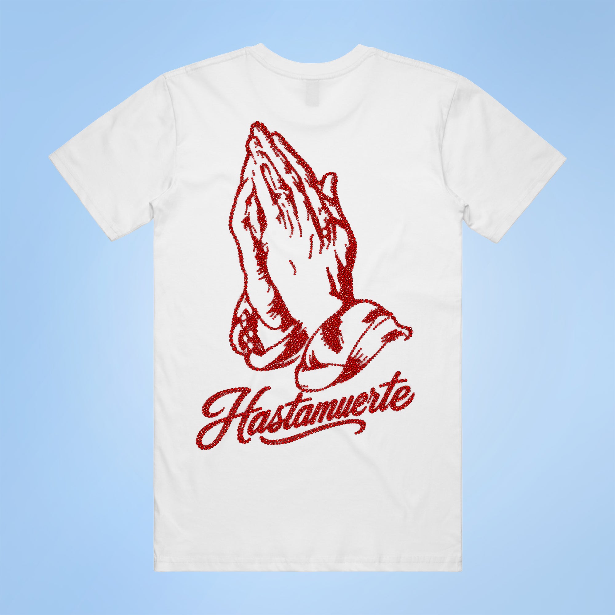 RED HM Praying Hands Rhinestone Tee F/B