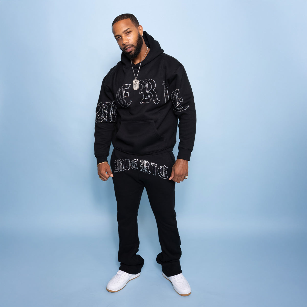 OE Muerte Bones Rhinestone F/B Hoodie