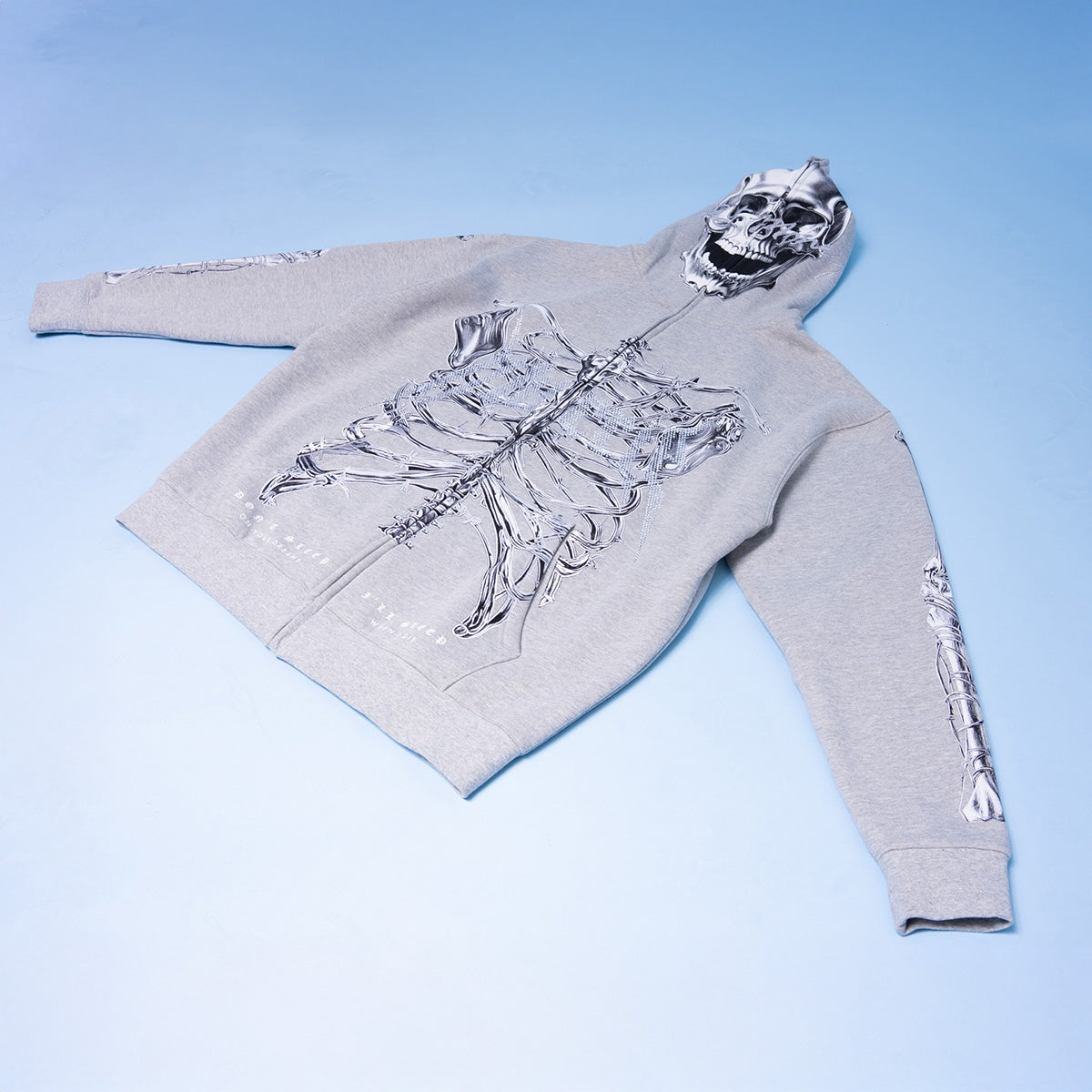T2 Skull Zip Hoodie - Heather Grey