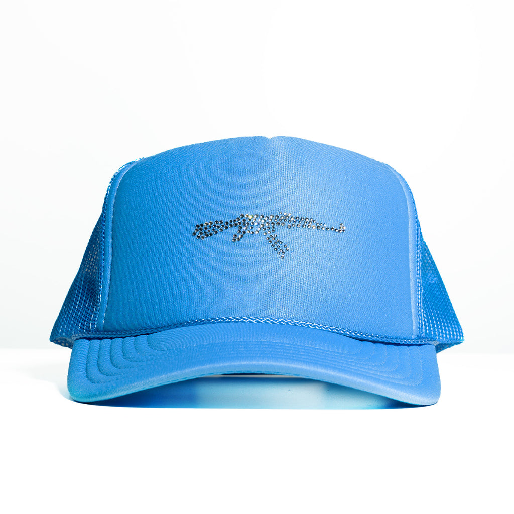 AK Rhinestone Mesh Trucker Hat - Col Blue