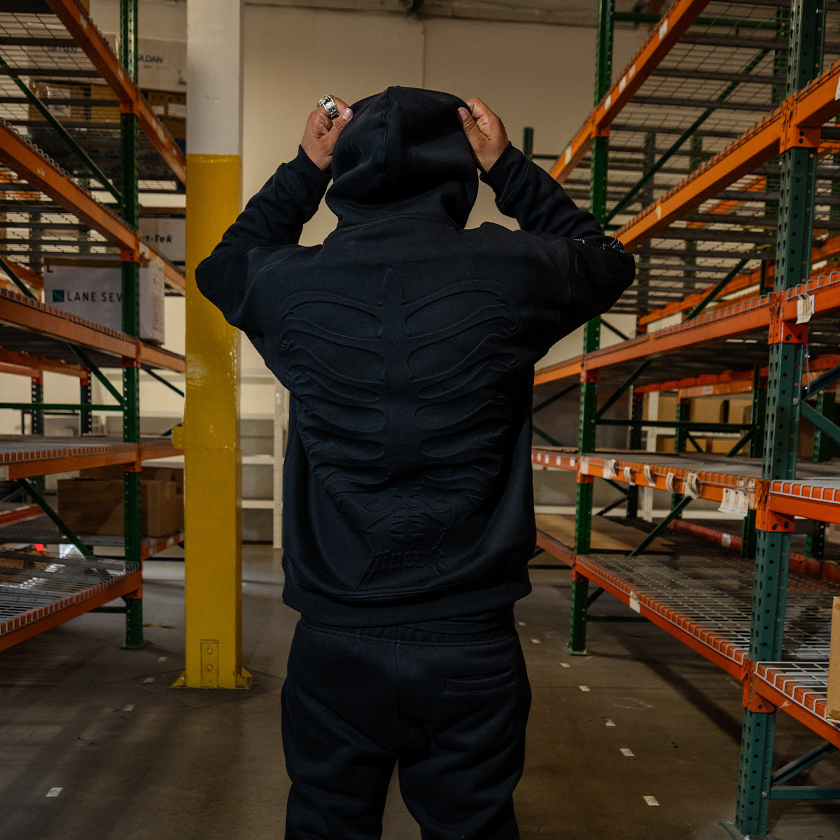 OE Muerte Bones Rhinestone F/B Hoodie