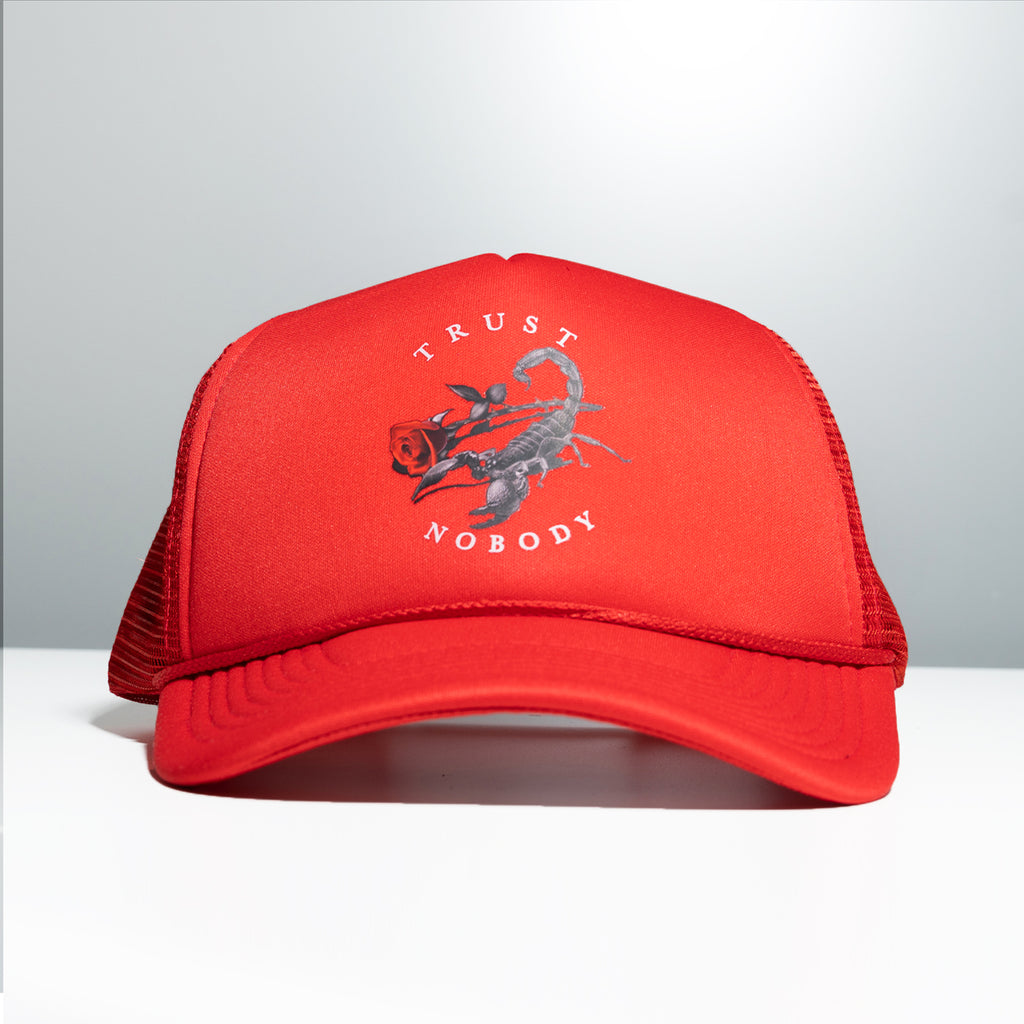 AJ1OG Scorpion Trucker  Hat - RED