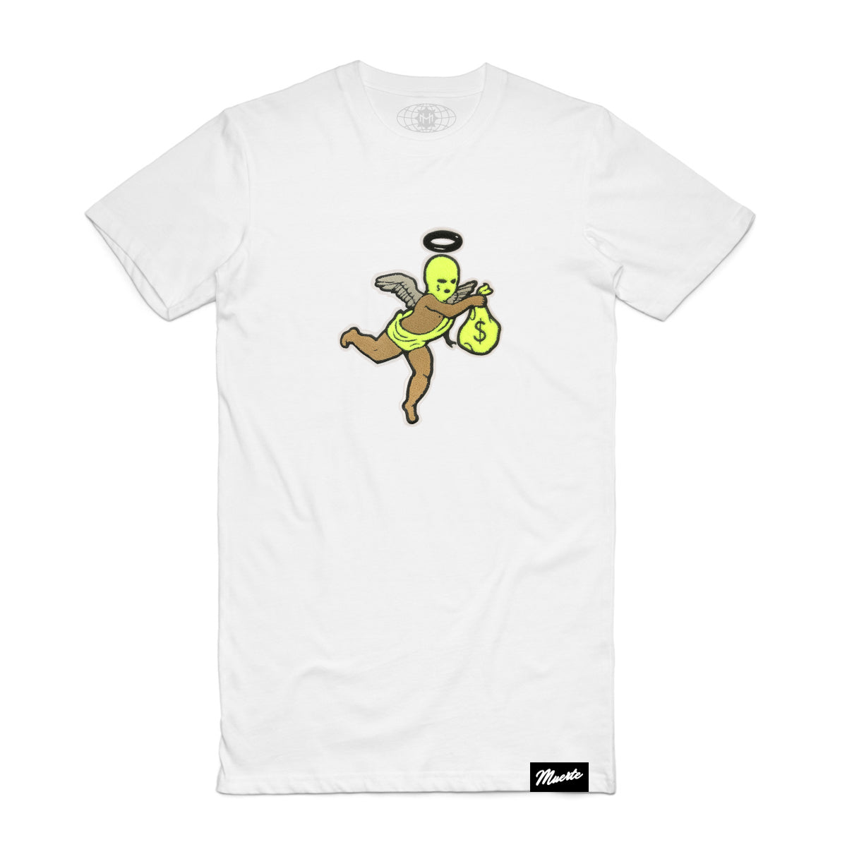 Camiseta con parche de felpilla de ángel con máscara de esquí Neon Get Money