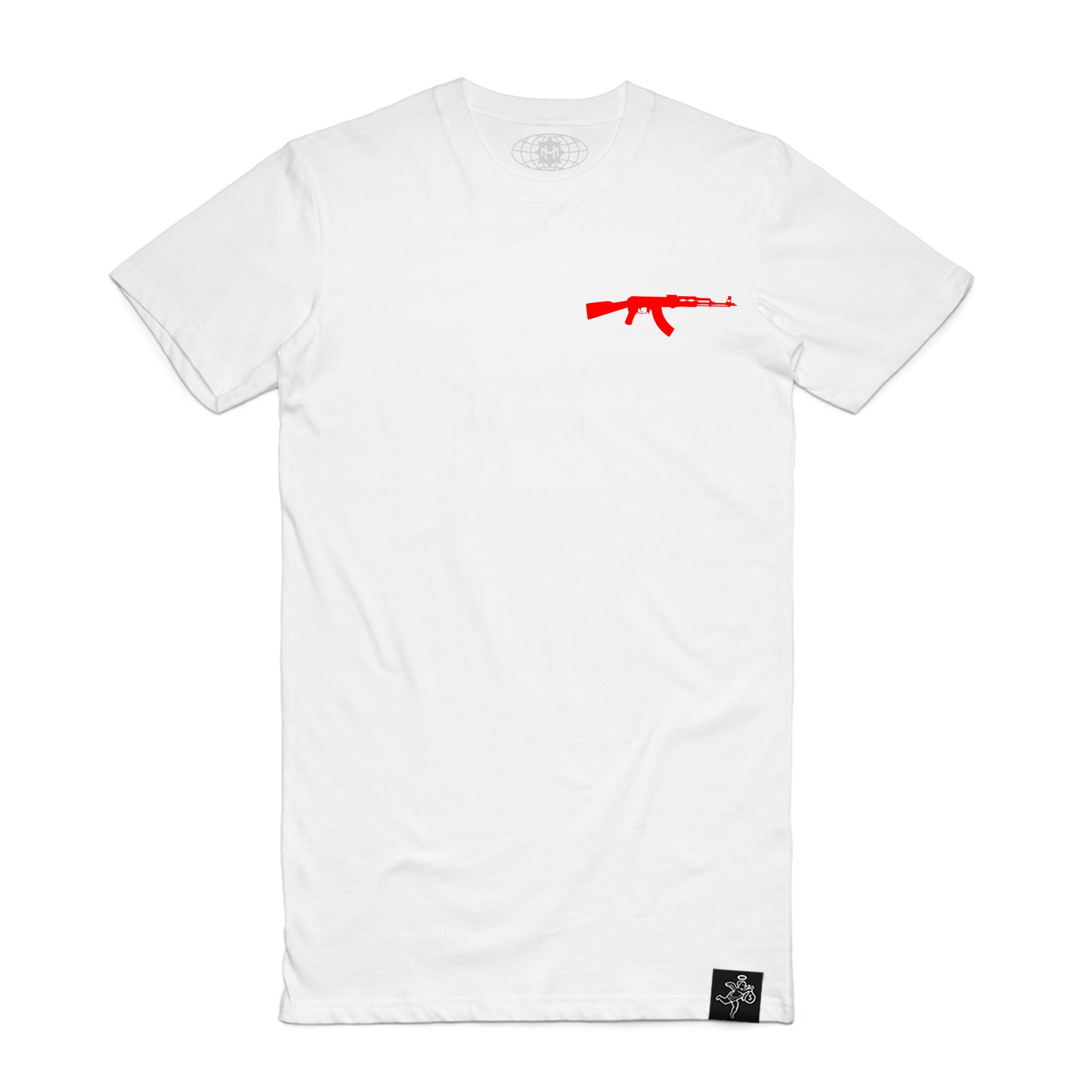 Camiseta roja con bolsillo y logo del AK
